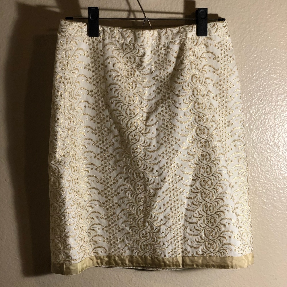 Banana Republic gold embroidered skirt